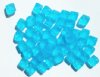 50 8mm Diagonal Hole Matte Aqua Cube Beads